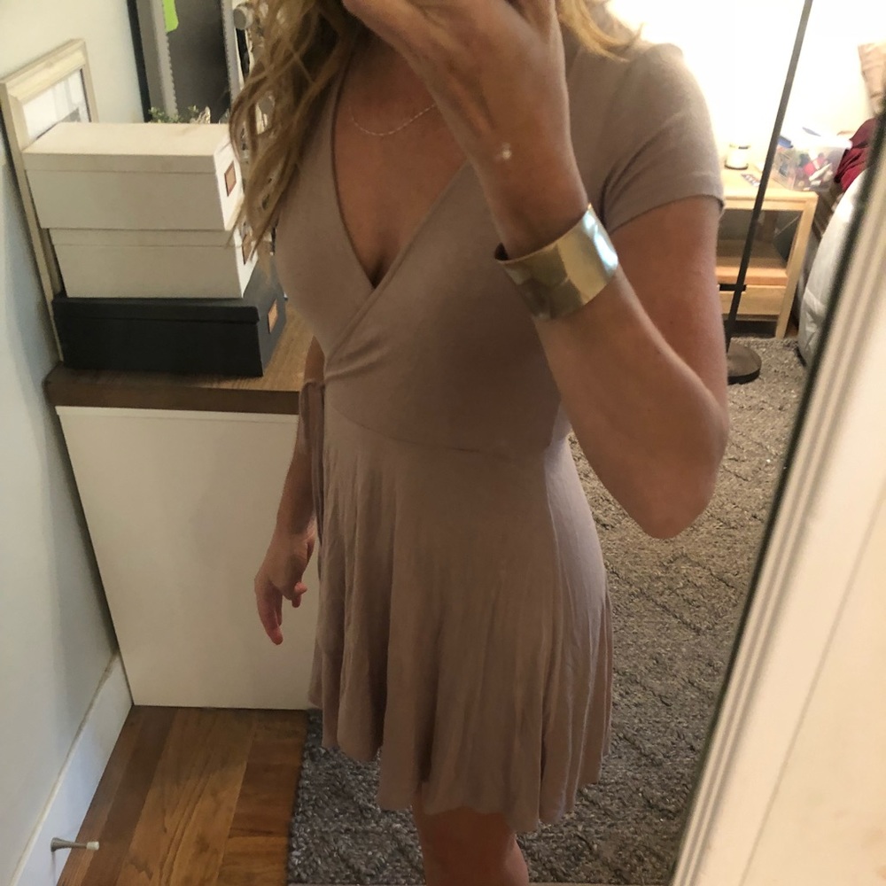 Tan wrap dress